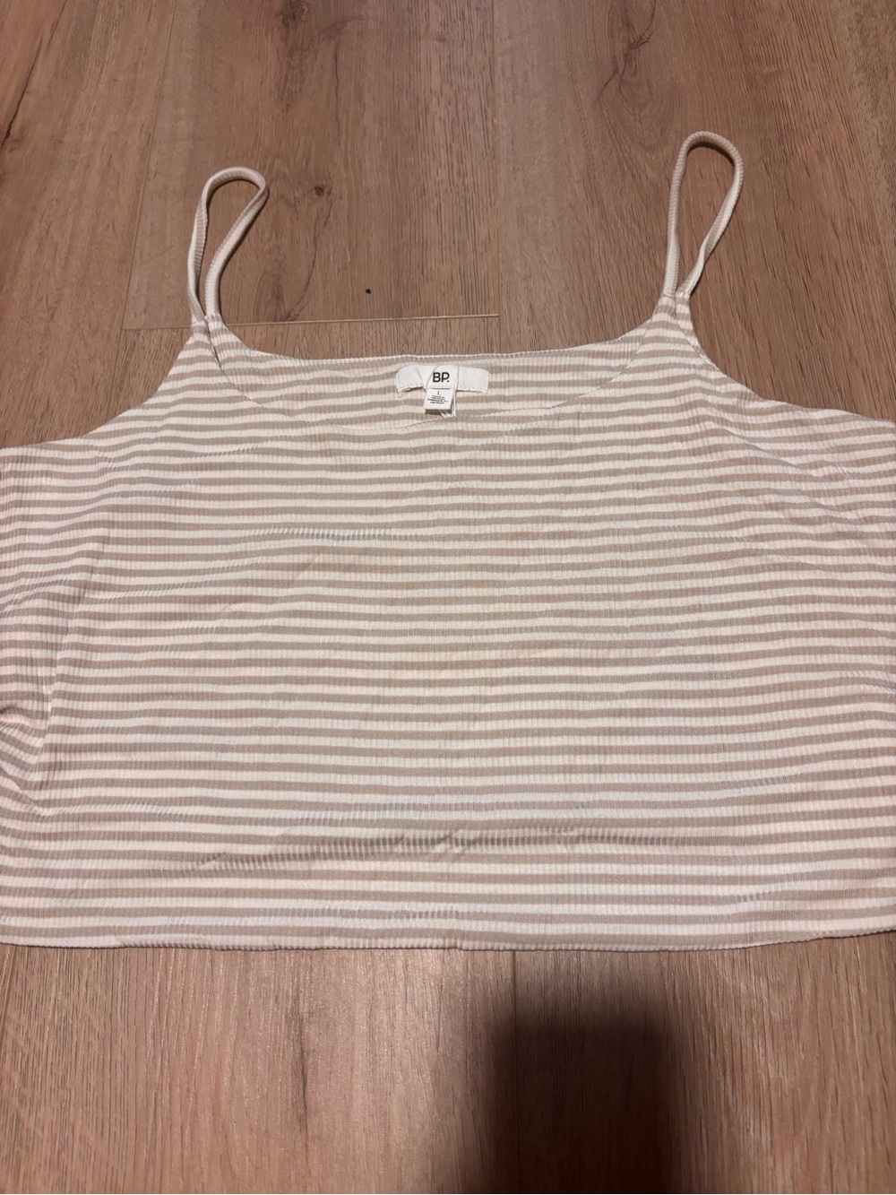 bp Striped Beige & White Ribbed Camisole
